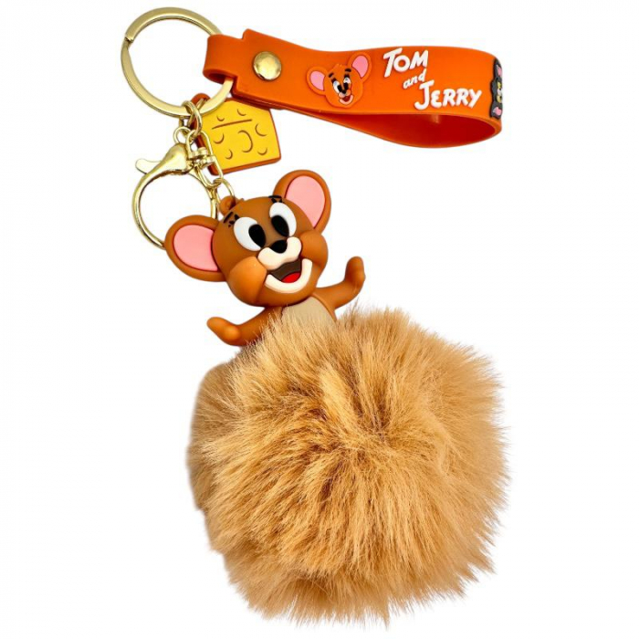 Breloc Pom-Pom 12cm cu Personaj Desen Animat, Model Amuzant, Accesoriu Chei sau Geanta,  [3]