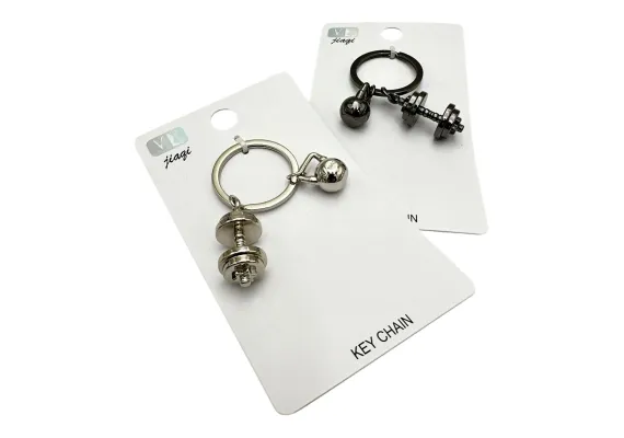 Breloc tip gantere din inox, negru si argintiu – Accesoriu stilat pentru chei, dedicat pasionatilor de fitness,  [1]