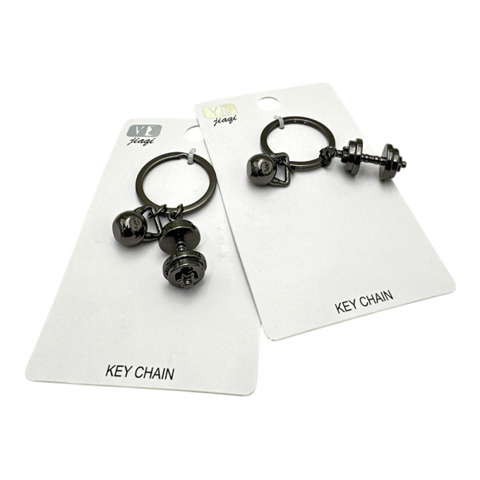 Breloc tip gantere din inox, negru si argintiu – Accesoriu stilat pentru chei, dedicat pasionatilor de fitness,  [5]