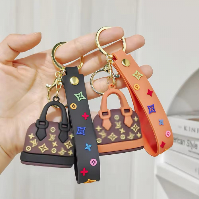 Breloc tip geanta de lux din silicon cu curea colorata – Accesorii fashion unice,  [5]