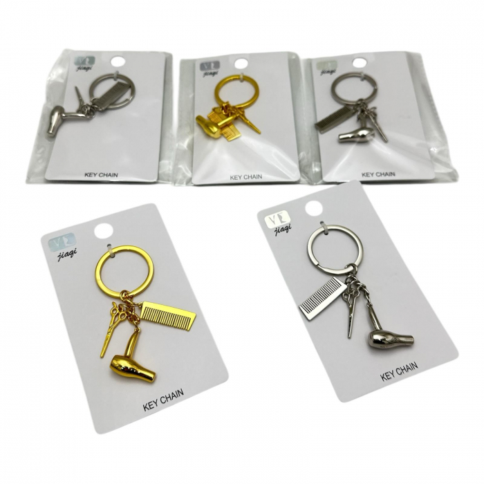 Breloc tip hair stylist din inox, doua culori – Accesoriu elegant pentru stilisti si pasionati de frizerie,  [5]