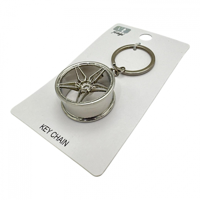 Breloc tip janta auto din inox, trei culori – Accesoriu auto elegant si original pentru chei,  [5]