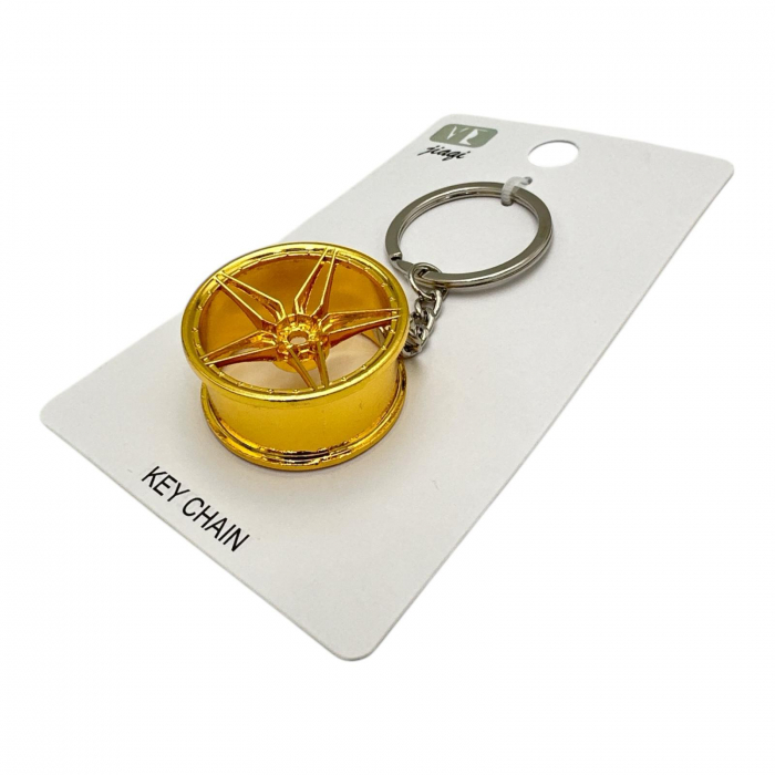 Breloc tip janta auto din inox, trei culori – Accesoriu auto elegant si original pentru chei,  [6]