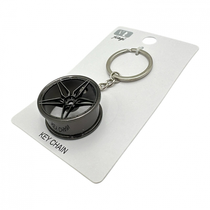 Breloc tip janta auto din inox, trei culori – Accesoriu auto elegant si original pentru chei,  [4]