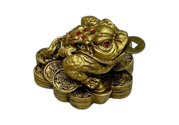 Broasca feng shui cu pietre rosii 7cm – amuleta banilor din rasina pentru noroc si prosperitate,  [1]