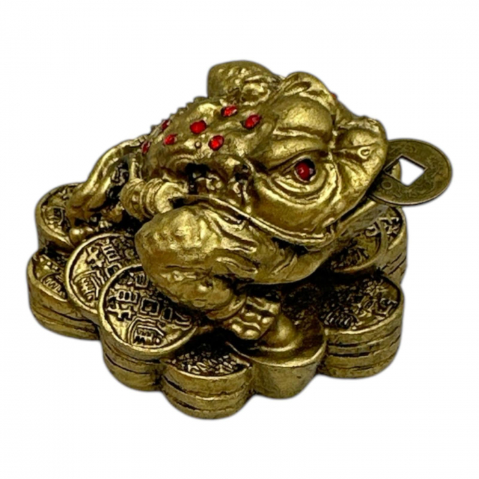 Broasca feng shui cu pietre rosii 7cm – amuleta banilor din rasina pentru noroc si prosperitate,  [2]