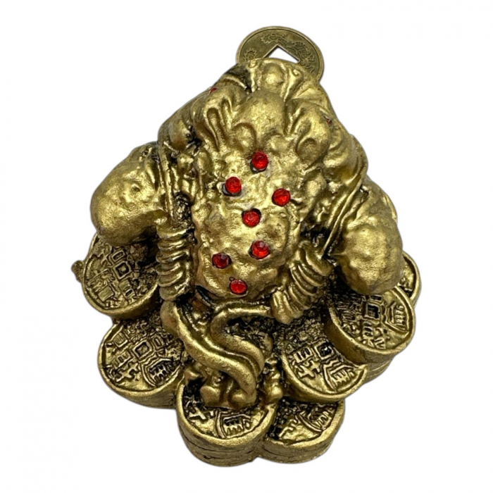 Broasca feng shui cu pietre rosii 7cm – amuleta banilor din rasina pentru noroc si prosperitate,  [3]