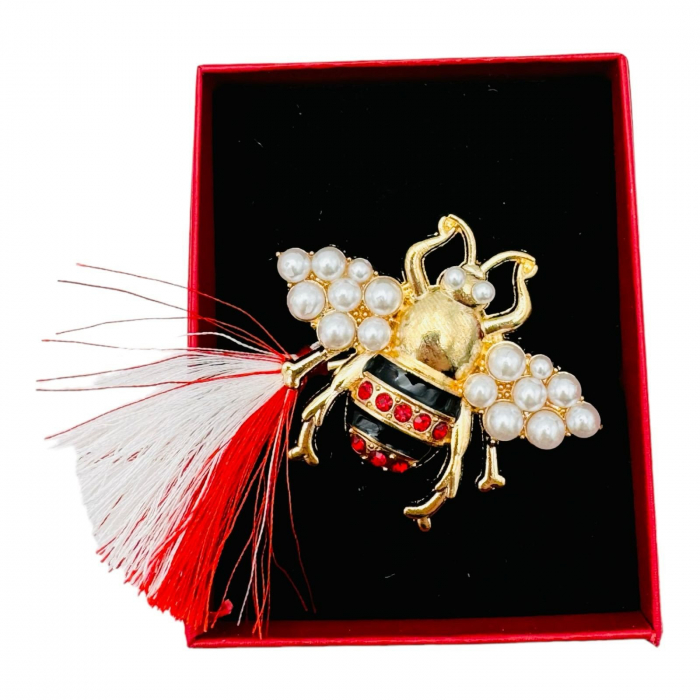Brosa Albinuta Stilizata, marime mare, ambalata in cutie rosie, 8.5×6.5×2.5cm,   [3]