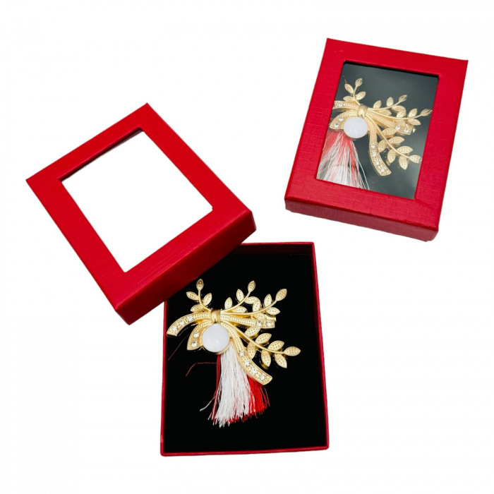 Brosa Aranjament Floral, marime mare, ambalata in cutie rosie, 8.5×6.5×2.5cm,   [6]