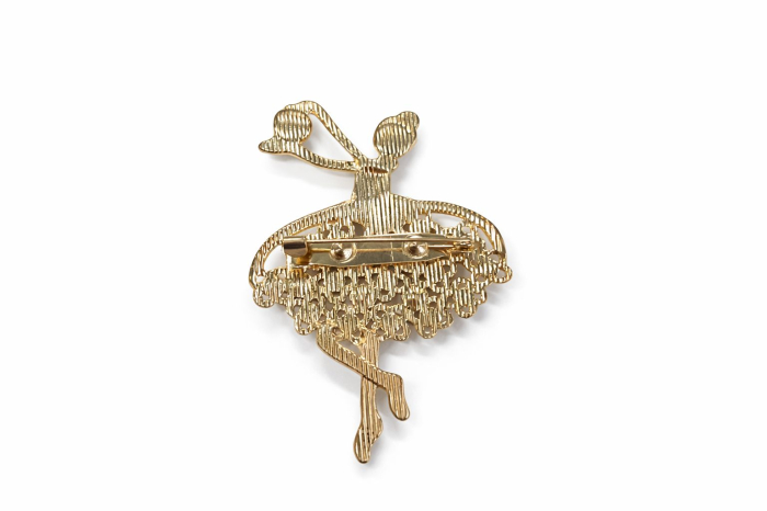 Brosa balerina 6x4 cm, finisaj auriu cu pietre colorate, cadou primavara elegant [4]