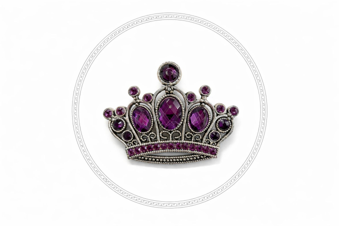 Brosa Coroana Purpurie 4x5cm Cristale Strasuri Eleganta Royalty Pin [3]