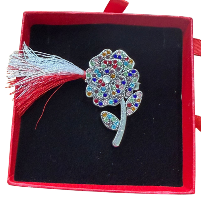 Brosa Floare Martisor cu Strasuri Multicolore in Cutie Cadou Eleganta [2]