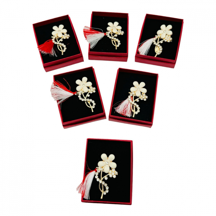 Brosa Floare Stilizata, marime mare, ambalata in cutie rosie, 8.5×6.5×2.5cm,   [4]