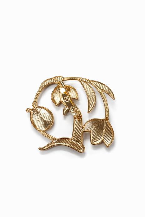 Brosa florala 5x5 cm cu buburuza si finisaj auriu, cadou primavara cu simbol natură [4]