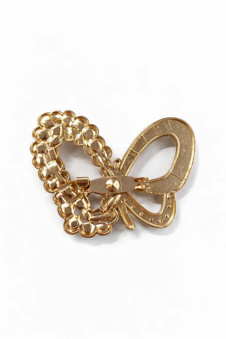 Brosa fluture 5x4 cm, finisaj auriu cu perle si pietre, cadou primavara elegant [4]