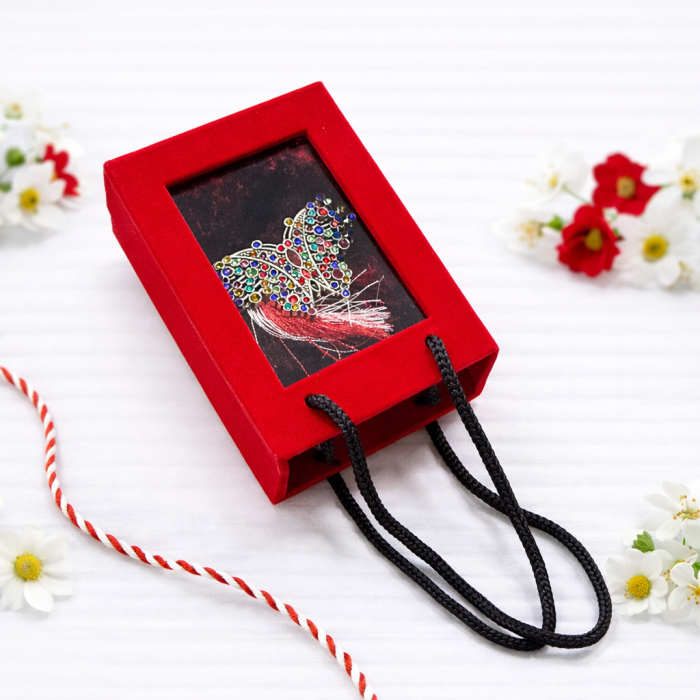 Brosa Fluture Martisor cu Strasuri Multicolore in Cutie Cadou [2]