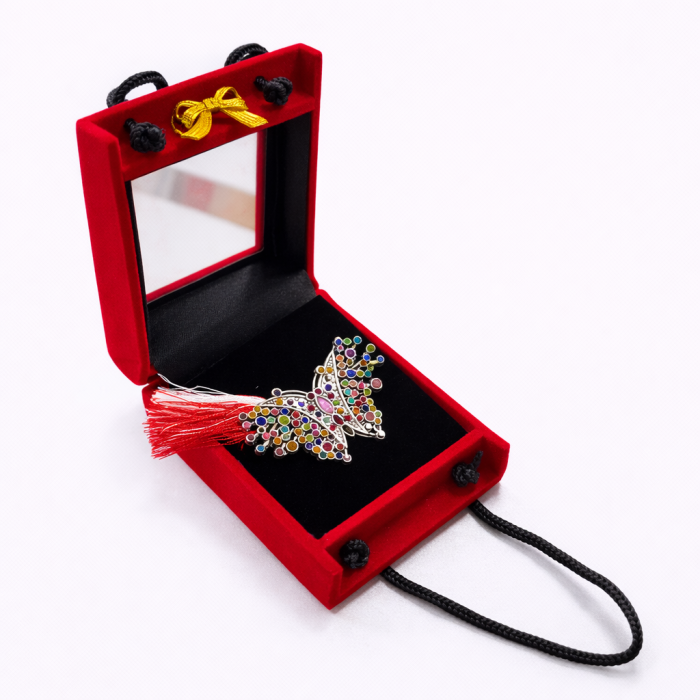Brosa Fluture Martisor cu Strasuri Multicolore in Cutie Cadou [1]