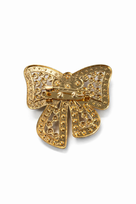 Brosa funda 4x5 cm, finisaj auriu cu perle sau filigran, cadou primavara elegant [4]