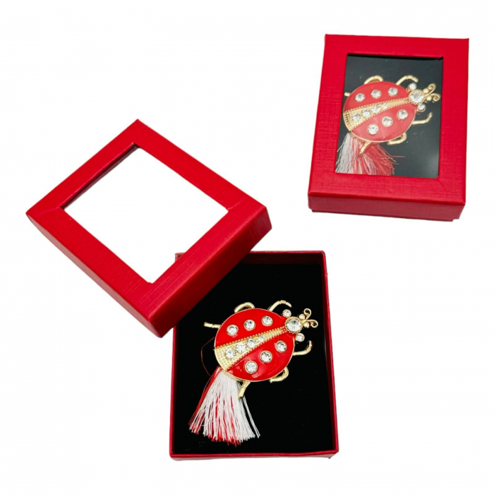 Brosa Gargarita Norocoasa, marime mare, ambalata in cutie rosie, 8.5×6.5×2.5cm,   [4]