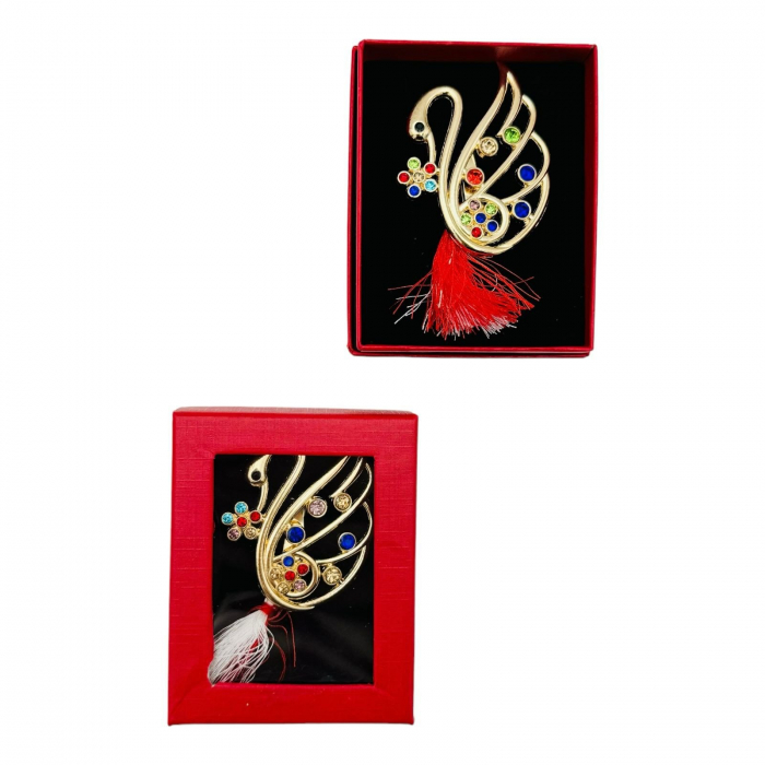 Brosa  Lebada Stilizata, marime mare, ambalata in cutie rosie, 8.5×6.5×2.5cm,   [4]