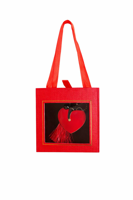 Brosa Martisor 5cm, Inima cu pisica, in cutie gentuta 7x7 cm cu fereastra, cadou 1 Martie [3]