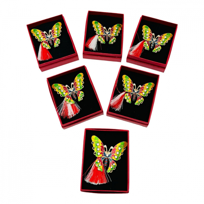 Brosa Martisor Fluturas Colorat, marime mare, ambalata in cutie rosie, 8.5×6.5×2.5cm,   [5]