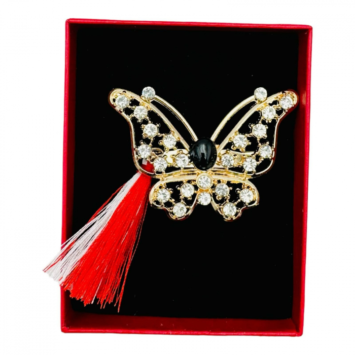 Brosa Martisor Fluturas Deosebit in cutie rosie cu fereastra, 8.5×6.5cm,   [3]