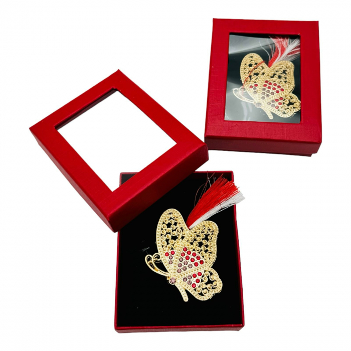 Brosa Martisor Fluturas Dragalas, marime mare, ambalata in cutie rosie, 8.5×6.5×2.5cm,   [4]