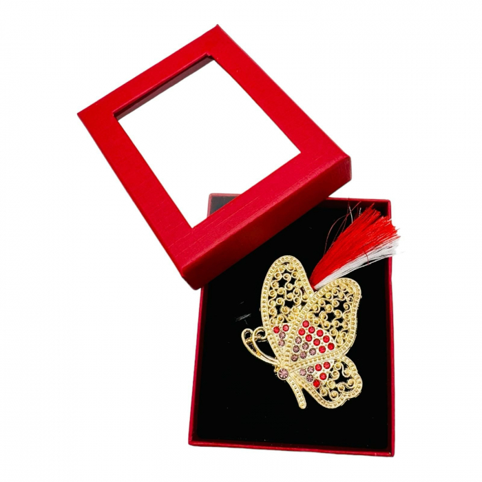 Brosa Martisor Fluturas Dragalas, marime mare, ambalata in cutie rosie, 8.5×6.5×2.5cm,   [6]