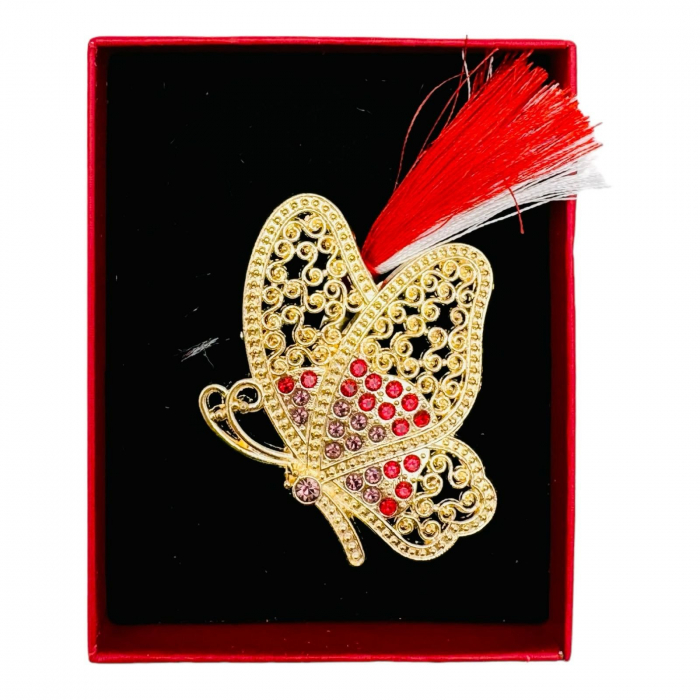 Brosa Martisor Fluturas Dragalas, marime mare, ambalata in cutie rosie, 8.5×6.5×2.5cm,   [3]