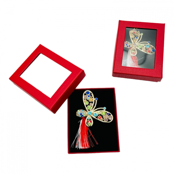 Brosa Martisor Fluturas Dragut, marime mare, ambalata in cutie rosie, 8.5×6.5×2.5cm,   [6]