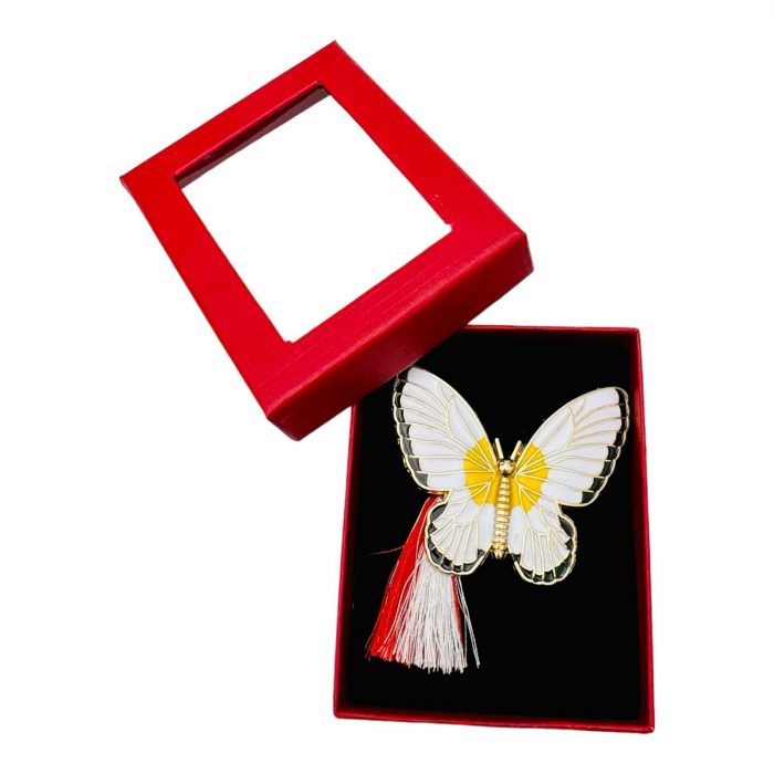 Brosa Martisor Fluturas Stilizat, marime mare, ambalata in cutie rosie, 8.5×6.5×2.5cm  [4]