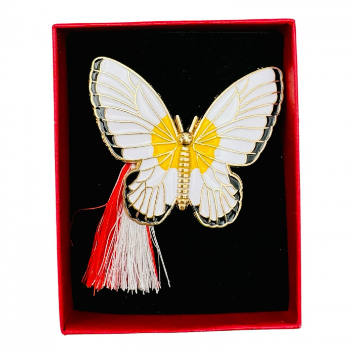 Brosa Martisor Fluturas Stilizat, marime mare, ambalata in cutie rosie, 8.5×6.5×2.5cm  [2]