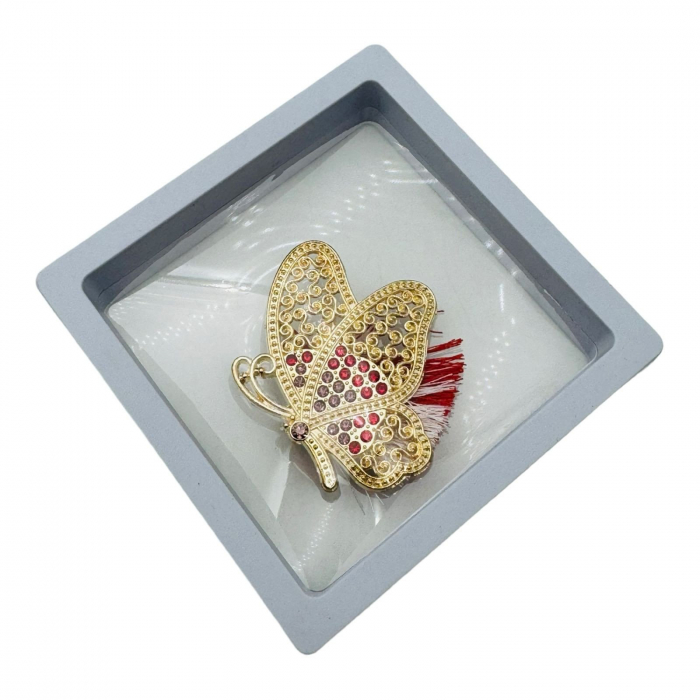 Brosa Martisor, Fluture Dragut in cutie cu expunere 3D (alb/negru), 8.5×8.5×2cm  [4]