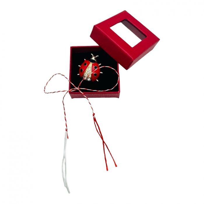 Brosa Martisor in cutiuta cu fereastra, 5×5cm, Gargarita Norocoasa, model 2025,   [3]