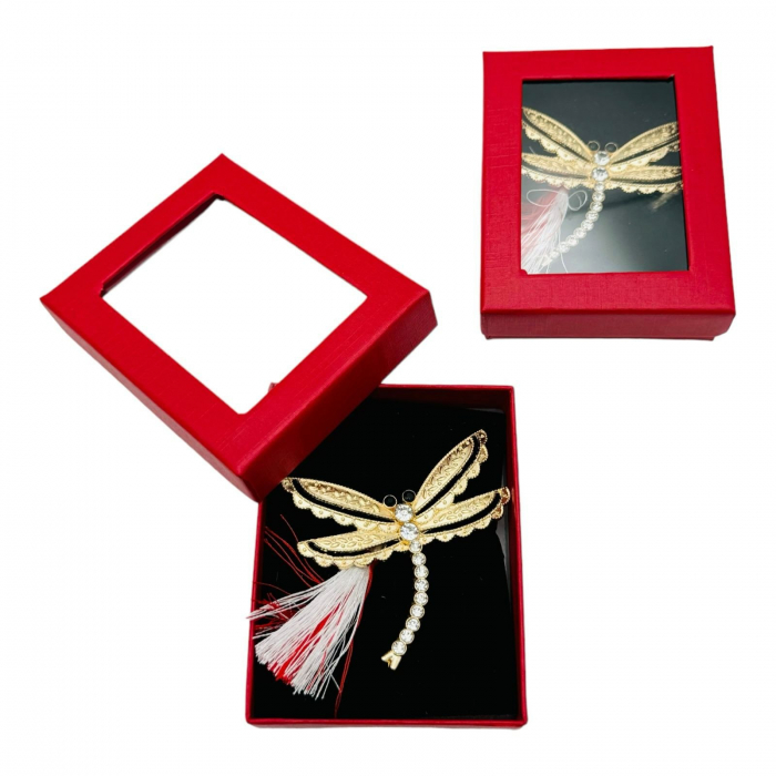 Brosa Martisor Libelula Dragalasa, marime mare, ambalata in cutie rosie, 8.5×6.5×2.5cm,   [4]