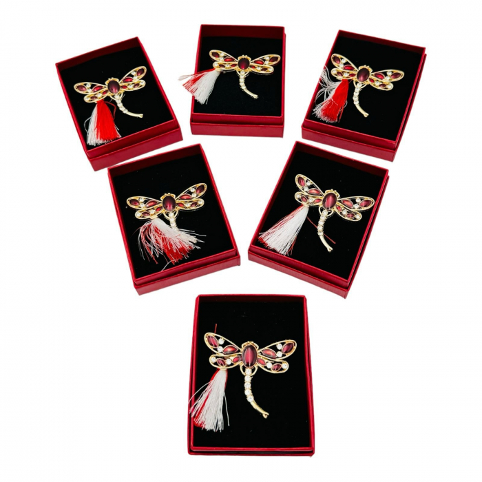 Brosa Martisor Libelula Stilizata, marime mare, ambalata in cutie rosie, 8.5×6.5×2.5cm,   [5]