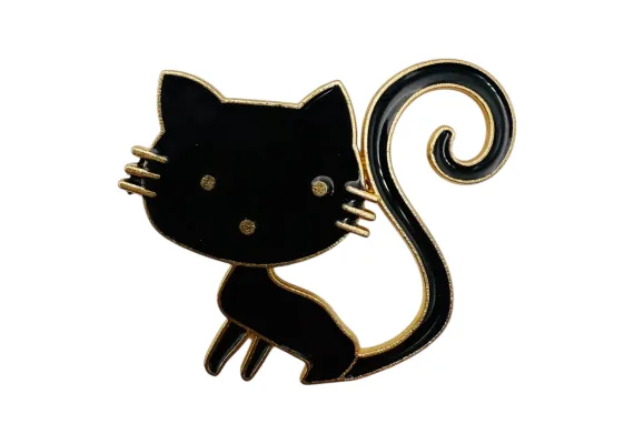 Brosa Martisor, marime medie,pisicuță dragalasa neagra, ediție 2025, 4.5x3.5 cm  [1]