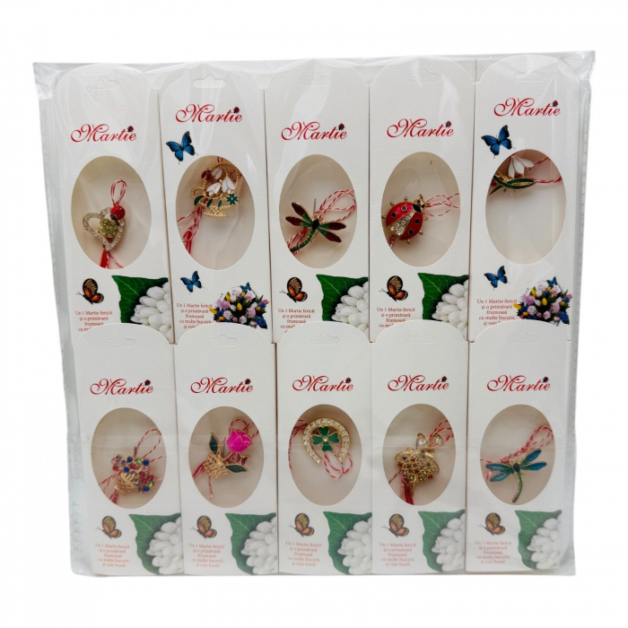 Brosa Martisor, modele combinate in set, ambalaj specific, 14×5cm  [3]