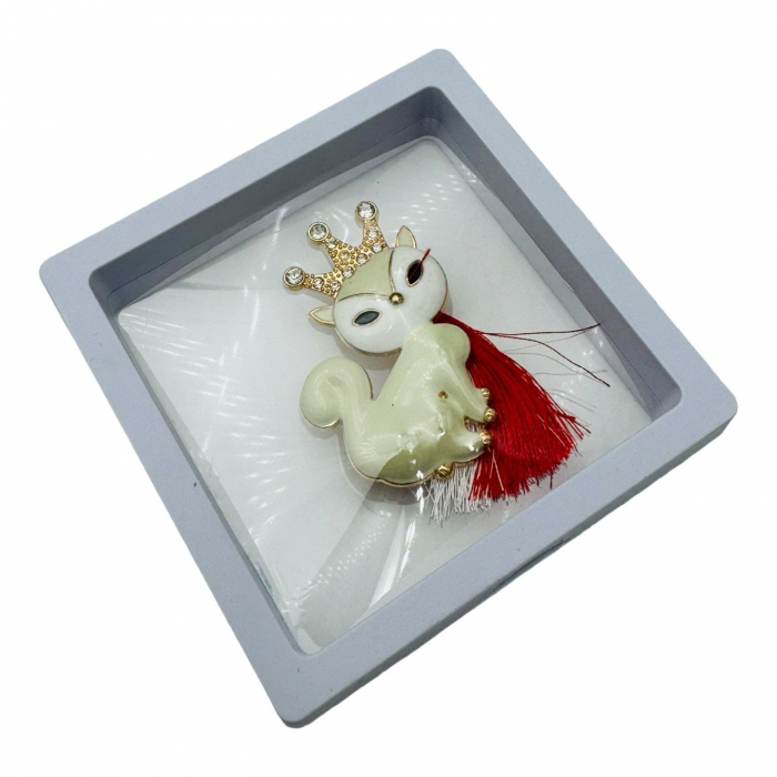 Brosa Martisor, Pisica Imperiala in cutie cu expunere 3D (alb/negru), 8.5×8.5×2cm  [4]