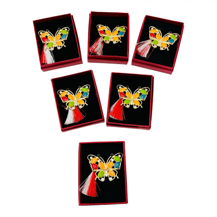 BrosaFluturas Colorat, marime mare, ambalata in cutie rosie, 8.5×6.5×2.5cm  [4]