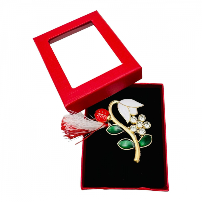 BrosaGhiocel cu Buburuza, marime mare, ambalata in cutie rosie, 8.5×6.5×2.5cm  [4]
