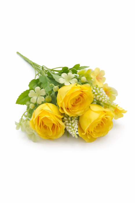 set 4 trandafiri galbeni cu flori albe decorative [2]