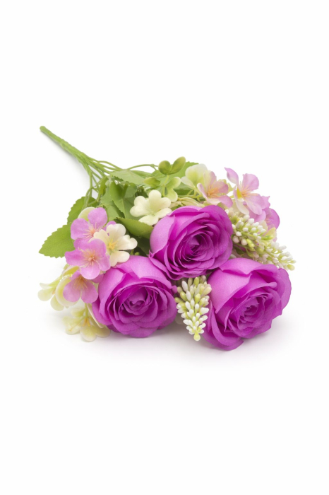 set 4 trandafiri mov cu flori albe decorative [2]