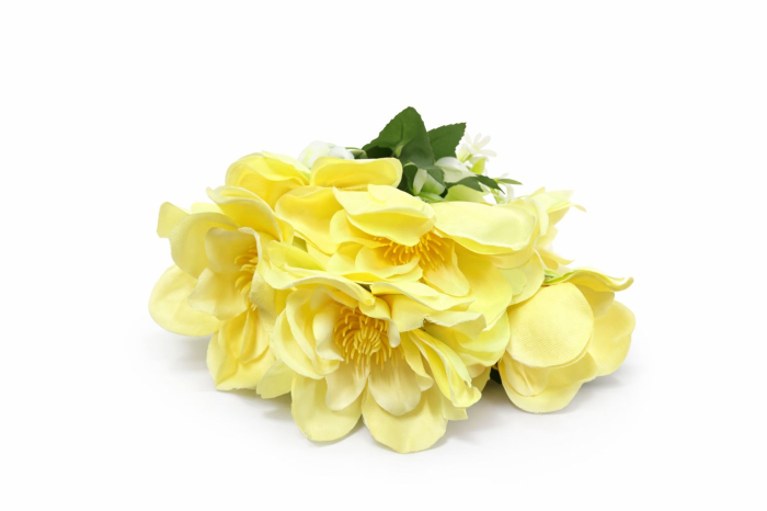 Buchet flori artificiale, 7 Bujori si flori decorative, 30 cm, Galben [3]