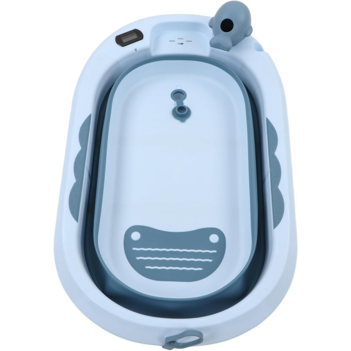 Cada de Baie, , pentru Copii 0 luni - 6 Ani, cu Termometru, Pliabila, Perna Suport Inclusa, din Plastic, 81.5 x 49 x 21.5 cm, Albastru [6]
