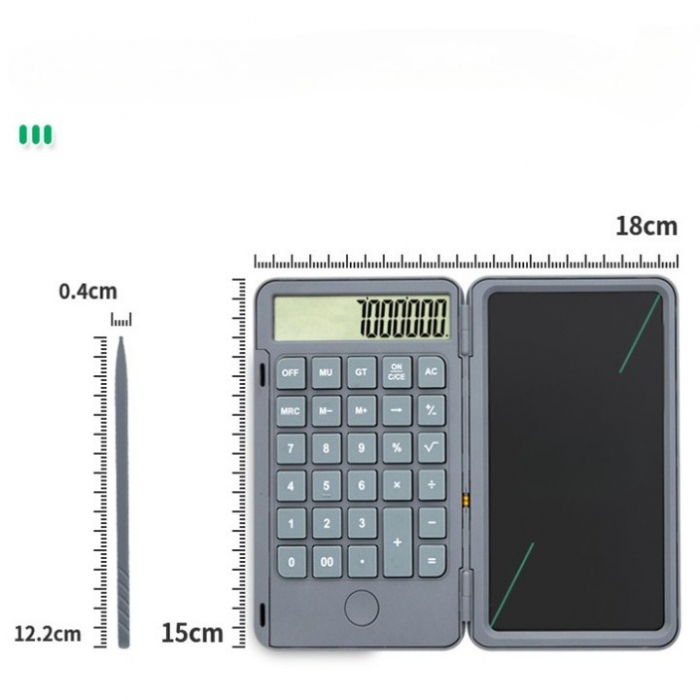 Calculator de Mana Reincarcabil cu Tabla de Scris, , Calculator Portabil, Ecran LCD, Afisaj cu 12 Cifre, Ecran de 15 cm, Culoare Gri [2]