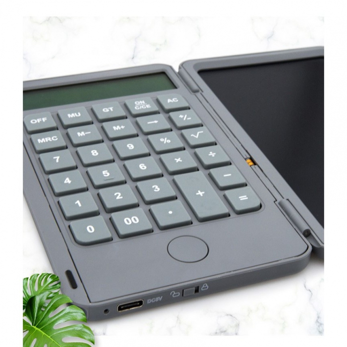 Calculator de Mana Reincarcabil cu Tabla de Scris, , Calculator Portabil, Ecran LCD, Afisaj cu 12 Cifre, Ecran de 15 cm, Culoare Gri [6]