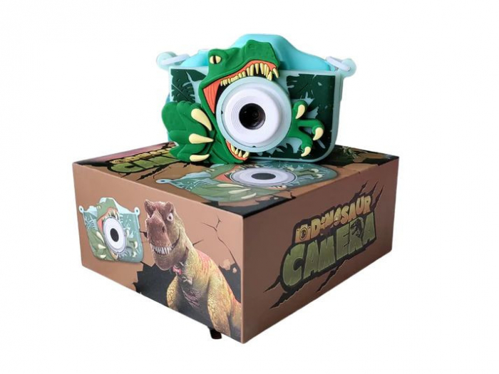 Camera foto digitala pentru copii model dinozaur, display IPS, incarcare USB, suport card SD, 13×12×6cm  [3]