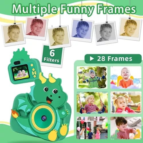 Camera foto digitala pentru copii, model dragon, display IPS, USB, suport card SD, 11.5×11.5×6cm  [4]